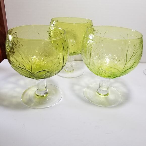 Cabbage Leaf glasses SECLA Green retired goblets 6.1474  (3) - Picture 1 of 15